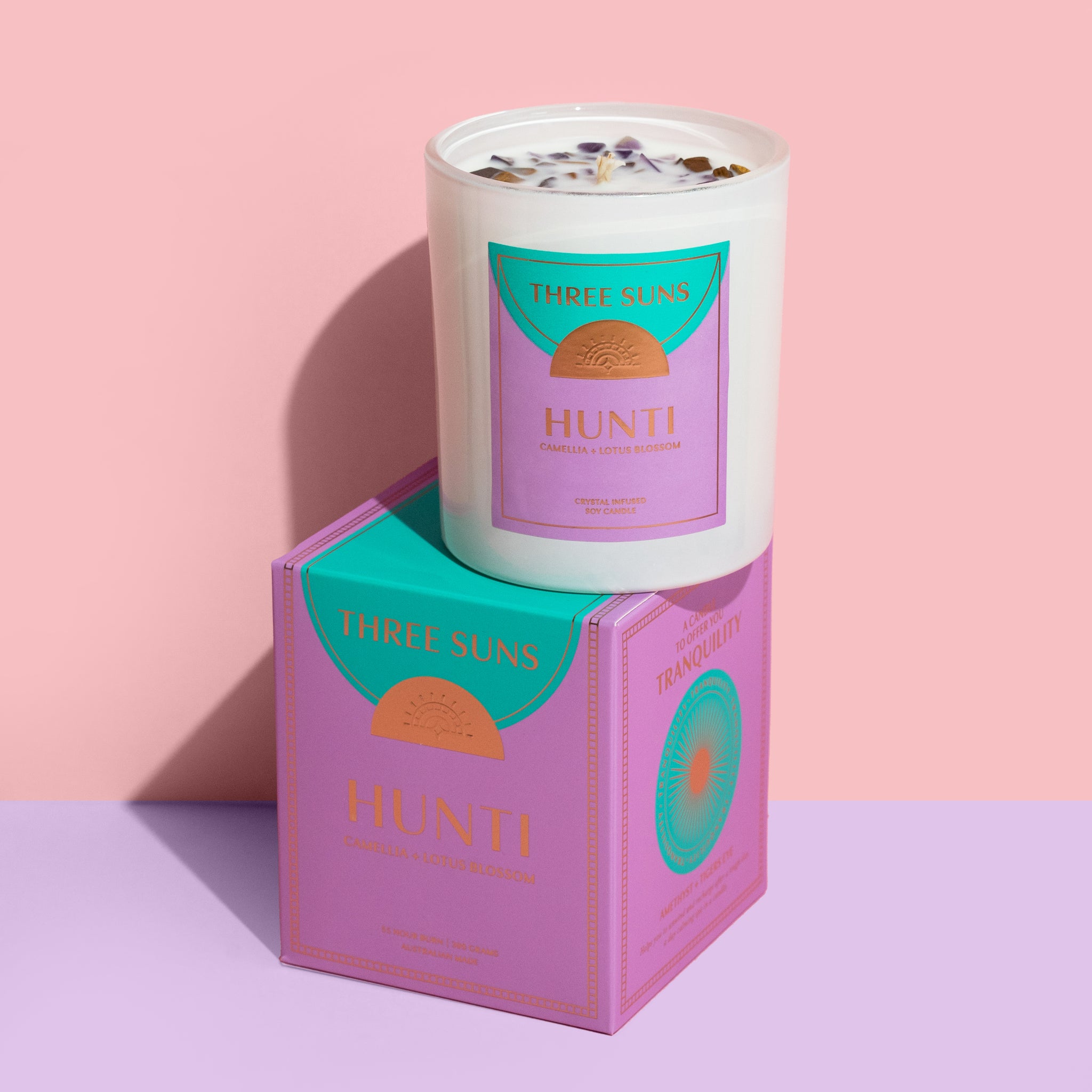 Large Crystal Infused Candles by Three Suns