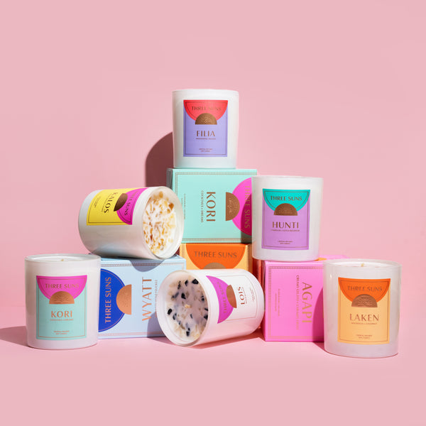Large Crystal Infused Candles by Three Suns