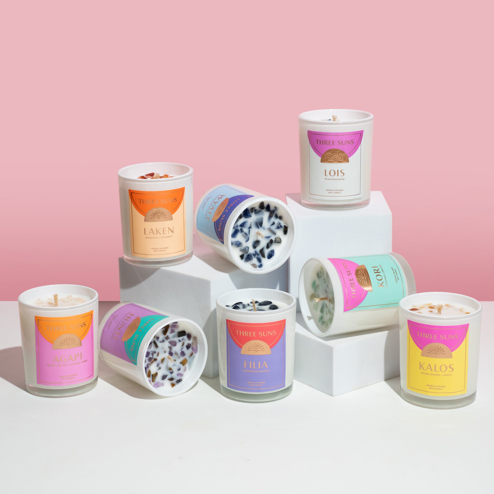 Mini Crystal Infused Candles by Three Suns
